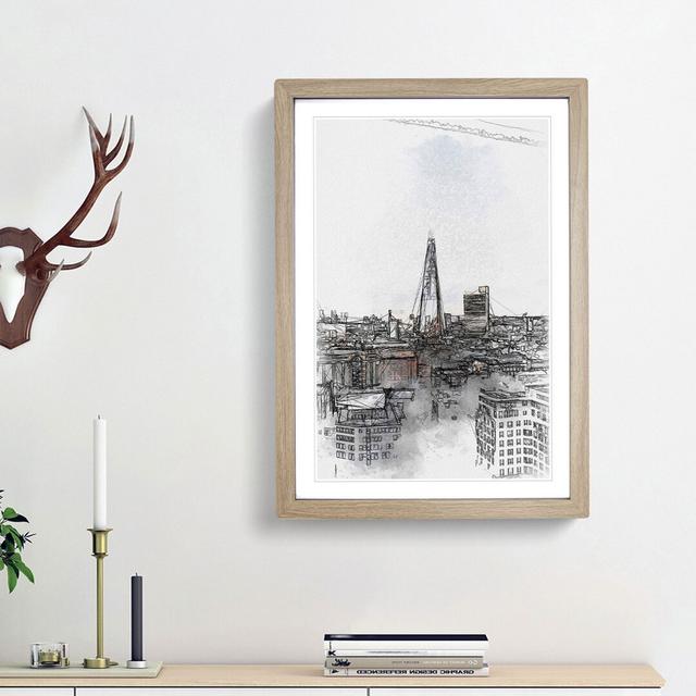 The London Skyline with the Shard in Abstract - Picture Frame Graphic Art Print East Urban Home Size: 87cm H x 62cm W x 2cm D, Frame Option: Oak Frame on Productcaster.