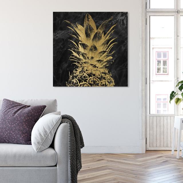 Black Marble Pineapple - Wrapped Canvas Print East Urban Home Size: 40.6 cm H x 40.6 cm W x 3.8 cm D on Productcaster.