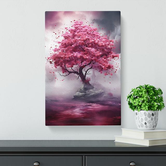 Cherry Blossom Tree Digital - Wrapped Canvas Print Marlow Home Co. Size: 60cm H x 40cm W x 3cm D on Productcaster.