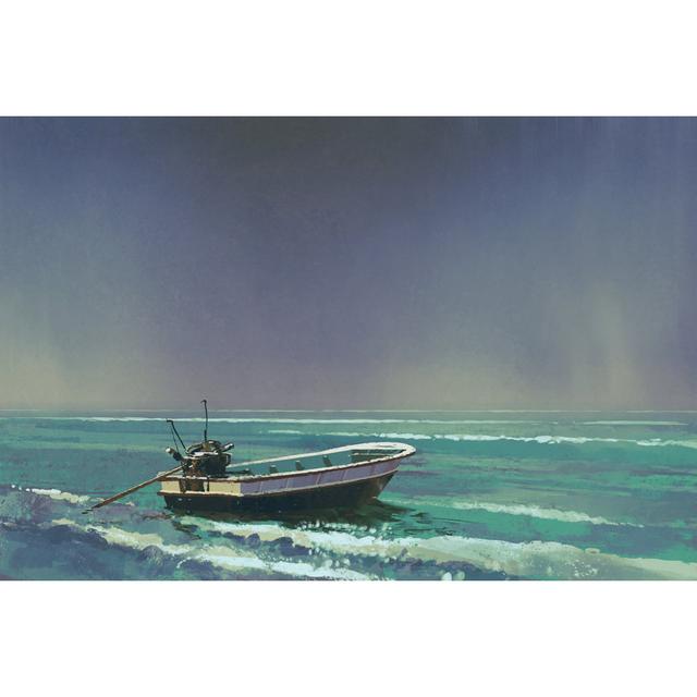 The Boat On The Sea - Wrapped Canvas Print Breakwater Bay Size: 51cm H x 76cm W x 3.8cm D on Productcaster.