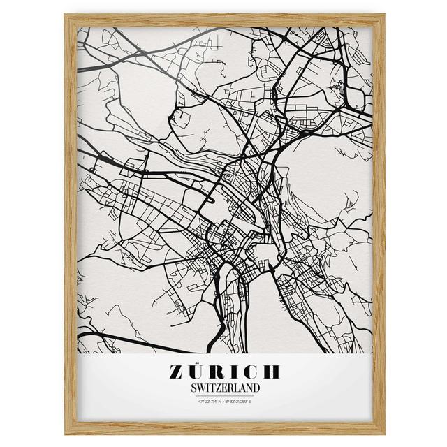 City Map Zurich - Classic - Picture Frame Graphic Art Maturi Size: 100cm H x 70cm W x 2cm D, Frame Option: Brown Framed on Productcaster.