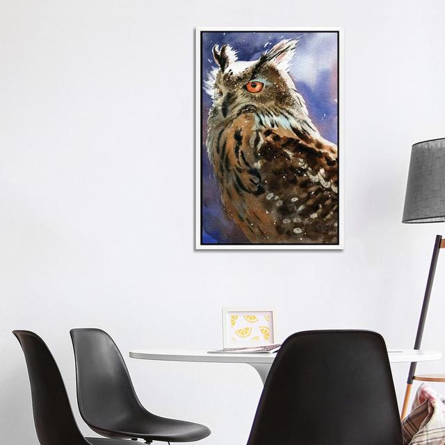 Owl Eyes by Rachel Parker - Gallery-Wrapped Canvas Giclée on Canvas Alpen Home Format: White Framed, Size: 101.6cm H x 66.04cm W x 3.81cm D on Productcaster.