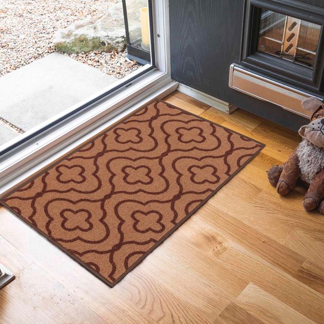 Havana Club Floral Trellis Anti Slip Washabale Hallway-Passage Corridor Kitchen Non Slip Doormats Marlow Home Co. Colour: Beige, Mat Size: Rectangle 1 on Productcaster.