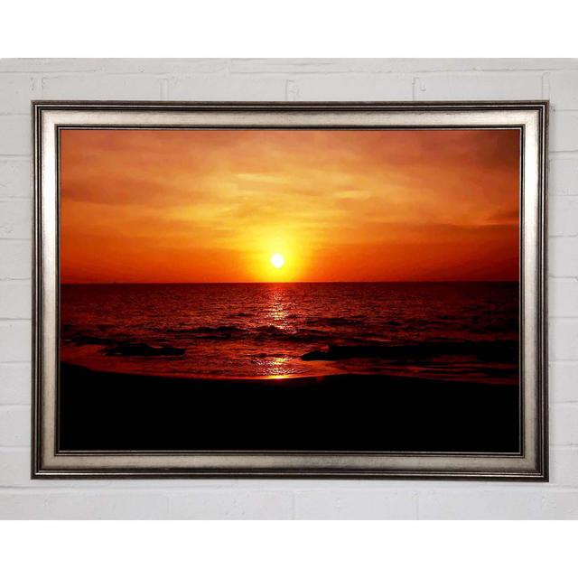 Sunset Ocean Waves Framed Print Highland Dunes Size: 84.1cm H x 118.9cm W x 1.5cm D on Productcaster.