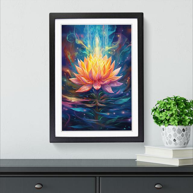 Lotus Flower Futurism No.2 Big Box Art Frame Colour: Black, Size: 46cm H x 34cm W x 2cm D on Productcaster.