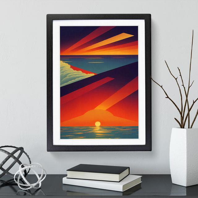 Vivid Abstract Ocean Sunset - Picture Frame Painting 17 Stories Frame Colour: Black Framed, Size: 46cm H x 34cm W x 2cm D on Productcaster.