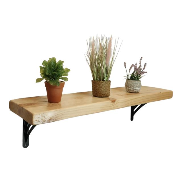 Solid Wood Handmade Rustical Shelf Primed 225mm 9 inch with Black Metal Bracket WAT Borough Wharf Size: 19.5cm H x 150cm W x 22.5cm D on Productcaster.