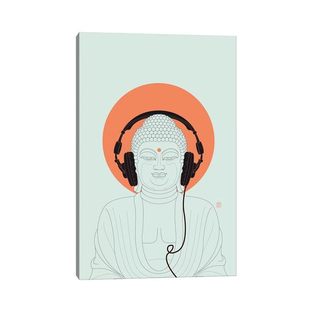 Listen To Om! Happy Larry Format: Wrapped Canvas, Size: 66.04cm H x 45.72cm W x 1.91cm D on Productcaster.