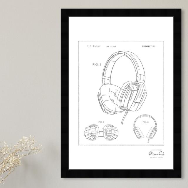 'Headphones 2010' Framed Graphic Art in Silver East Urban Home Size: 46 cm H x 38 cm W on Productcaster.