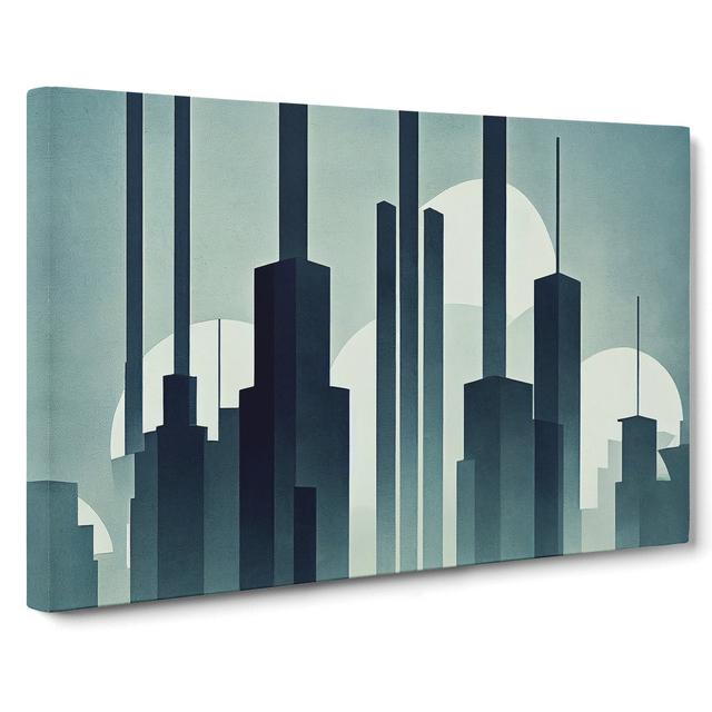 Gracious Skyscraper Skyline - Wrapped Canvas Graphic Art Latitude Run Size: 35cm H x 50cm W x 3cm D on Productcaster.