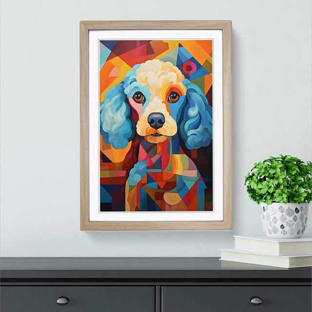 XYZ-FRM-V1223-5264 Poodle Cubism No.2 - Single Picture Frame Print on Wood Big Box Art Frame Colour: Oak, Size: 46cm H x 34cm W x 2cm D on Productcaster.