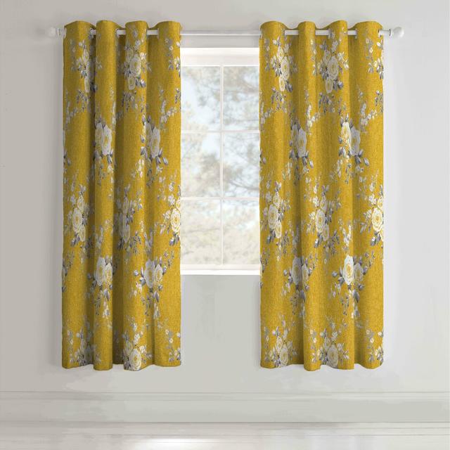 Canterbury Floral Lined Eyelet Curtains (Set of 2) Catherine Lansfield Colour: Ochre on Productcaster.