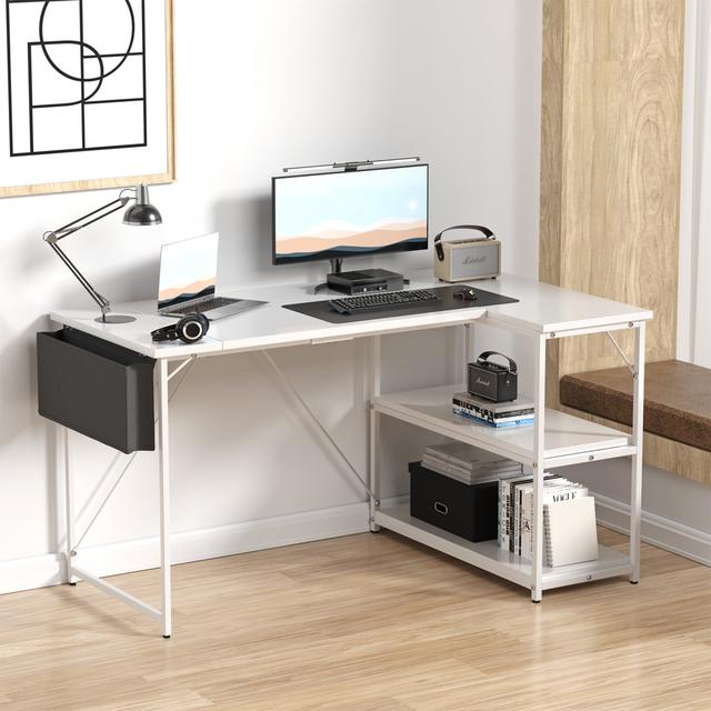 Besender 140cm W L-Shaped Writing Desk Inbox Zero Colour: White on Productcaster.