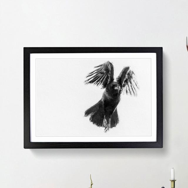 Raven Bird in Flight - Picture Frame Painting Print on MDF East Urban Home Frame Option: Black Framed, Size: 36cm H x 48cm W x 2cm D on Productcaster.