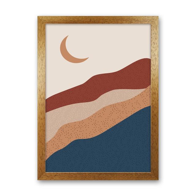 Moon Mountain - Print 17 Stories Size: 88cm H x 64cm W x 3cm D, Frame Option: Brown Framed on Productcaster.