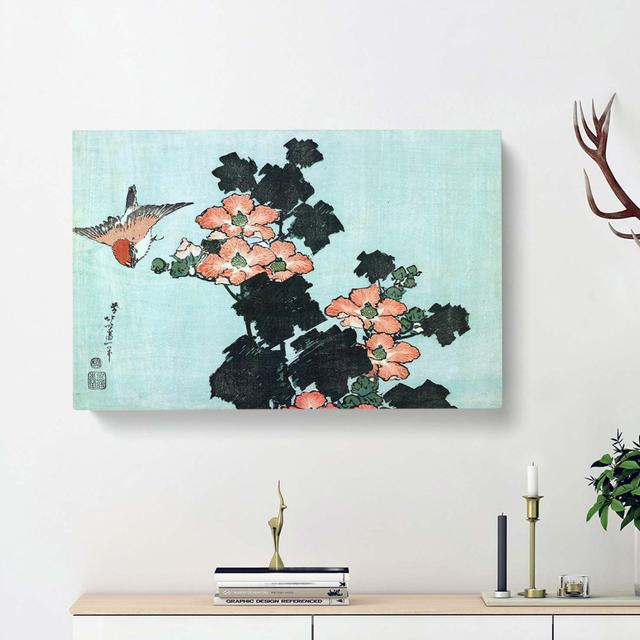 Hibiscus And Sparrow by Katsushika Hokusai - Wrapped Canvas Painting East Urban Home Size: 50cm H x 76cm W x 3cm D on Productcaster.