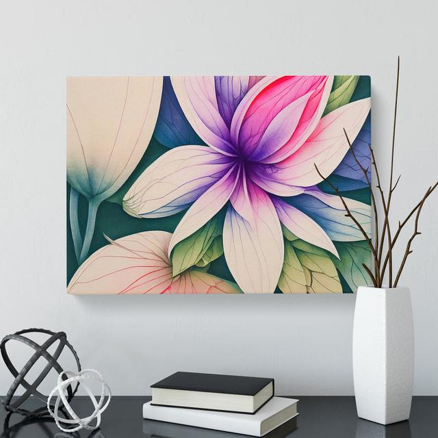 Pleasing Watercolour Flower - Wrapped Canvas Print ClassicLiving Size: 40cm H x 60cm W x 3cm D on Productcaster.