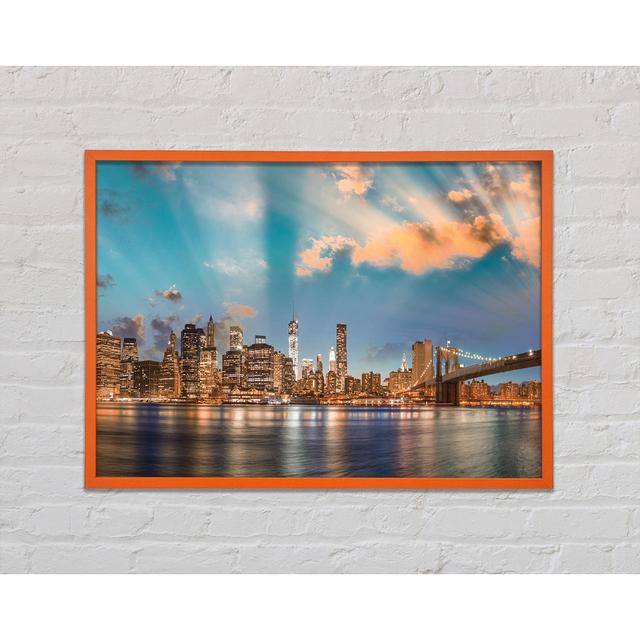 New York Deep Blue Skies - Single Picture Frame Art Prints Brayden Studio Size: 21cm H x 29.7cm W x 2cm D, Format: Orange Framed Paper on Productcaster.