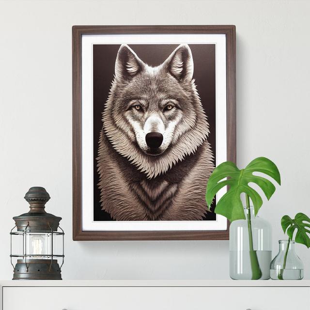 XV1022-525X Amazing Wolf - Single Picture Frame Print Alpen Home Size: 46cm H x 34cm W x 2cm D, Frame Colour: Walnut on Productcaster.