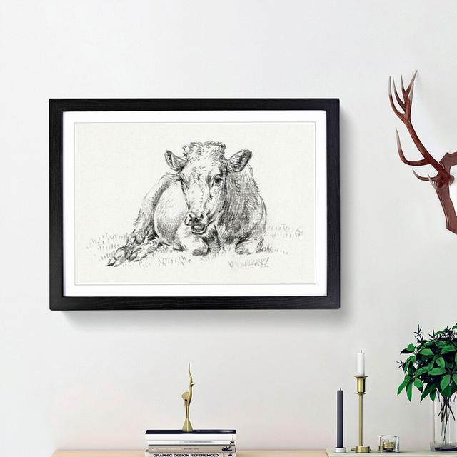 The Resting Cow by Jean Bernard - Picture Frame Drawing Print East Urban Home Frame Option: Black Framed, Size: 36cm H x 48cm W x 2cm D on Productcaster.