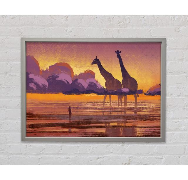 Giant Giraffes In The Distance - Single Picture Frame Art Prints on Canvas Bright Star Size: 59.1cm H x 84.1cm W x 3.3cm D on Productcaster.