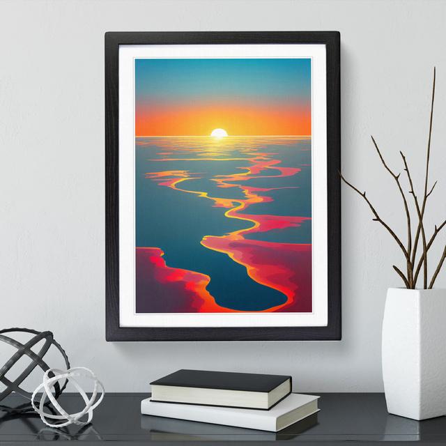 A Beaming Sunset House of Hampton Size: 46cm H x 34cm W x 2cm D, Frame Colour: Black Framed on Productcaster.