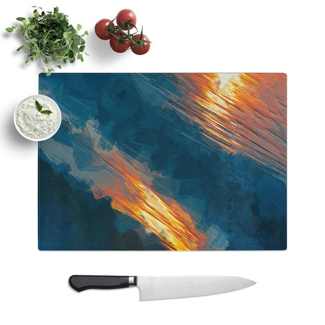 Tempered Glass Wave Reflections in Abstract Chopping Board East Urban Home Size: 39 cm W x 28.5 cm L on Productcaster.