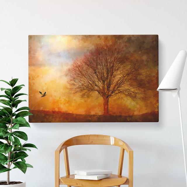 Bird And Tree At Sunset - Wrapped Canvas Painting East Urban Home Size: 50cm H x 76cm W x 3cm D on Productcaster.