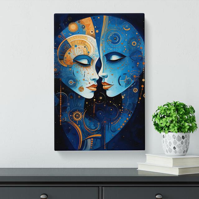 Gemini Zodiac Expressionism No.2 - Wrapped Canvas Print Marlow Home Co. Size: 50cm H x 35cm W x 3cm D on Productcaster.