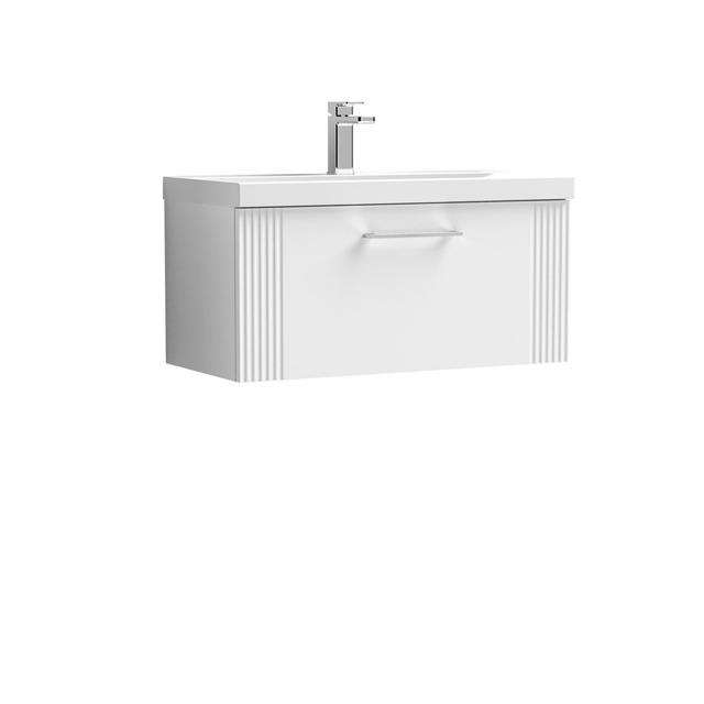 Deco 810mm Single Bathroom Vanity with Integrated Vitreous China Basin Nuie Vanity Unit Colour: Satin White on Productcaster.