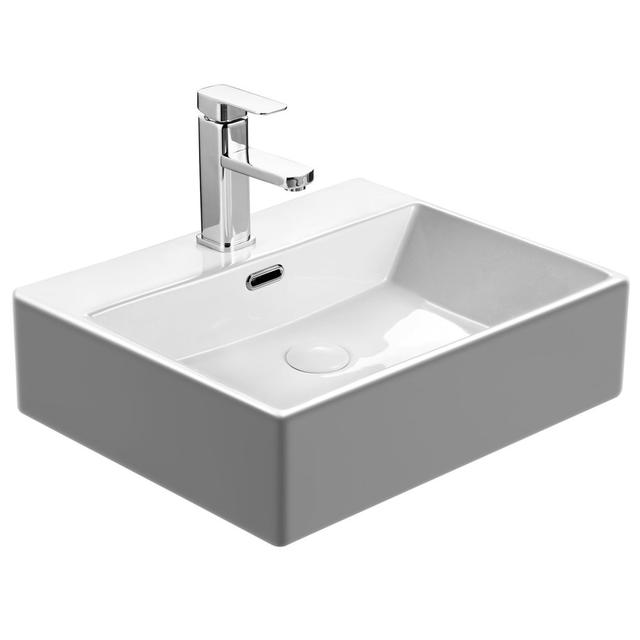 Bathroom Vessel Sink Rectangle - Vanity Sink Ceramic Porcelain - Wall Mounted Art Basin 50/60 cm Belfry Bathroom Size: 14.5cm H x 60cm W x 42cm D, Fin on Productcaster.