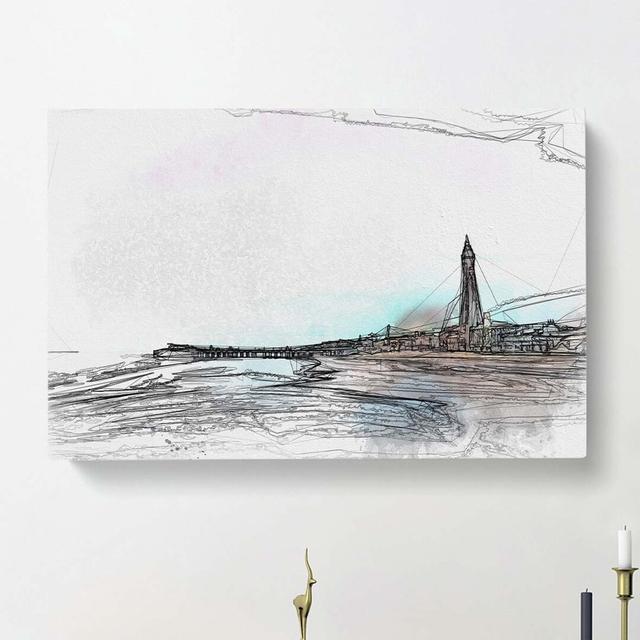 Blackpool Tower & Beach in Abstract - Wrapped Canvas Graphic Art Print East Urban Home Size: 50cm H x 76cm W x 3cm D on Productcaster.