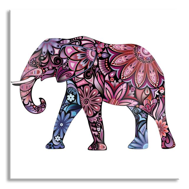 Glasbild Ornamentaler Elefant BohoLiving Größe: 50 cm H x 50 cm B x 0.4 cm T on Productcaster.