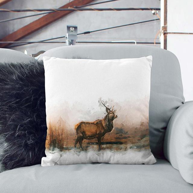 Deer Stag In The Fog In Abstract Square Throw Cushion East Urban Home Size: 40cm H x 40cm W x 15cm D on Productcaster.