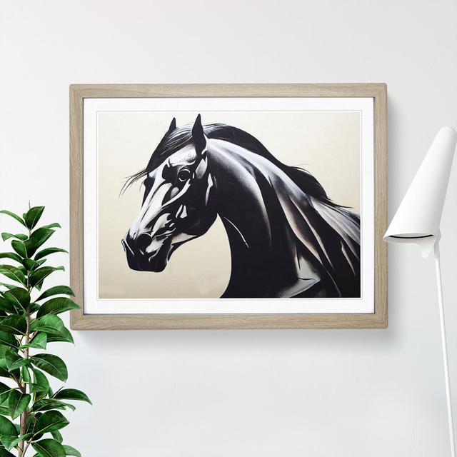 The Striking Horse - Picture Frame Graphic Art Natur Pur Format: Oak Framed, Size: 46cm H x 64cm W x 2cm D on Productcaster.