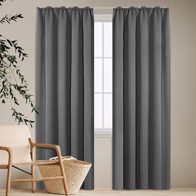 Deavin Polyester Blackout Rod Pocket Curtain Pair (Set of 2) Ebern Designs Colour: Light Grey, Panel Size: Width 140 x Drop 200cm on Productcaster.