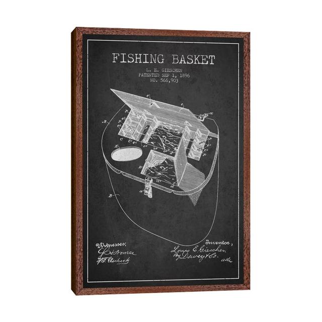 Fishing Basket Charcoal Patent Blueprint by Aged Pixel - Gallery-Wrapped Canvas Giclée on Canvas ClassicLiving Format: Klassischer Holzrahmen, Größe: on Productcaster.