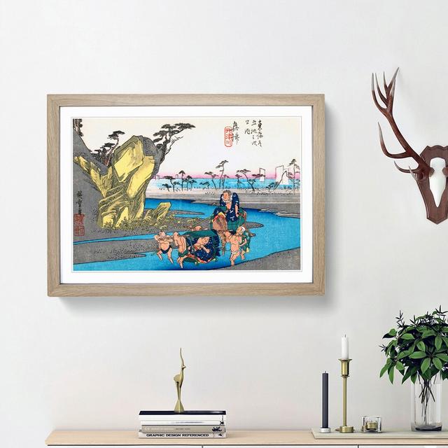 Scenery of Okitsu by Utagawa Hiroshige - Picture Frame Painting Print East Urban Home Frame Option: Oak Framed, Size: 48cm H x 65cm W x 2cm D on Productcaster.