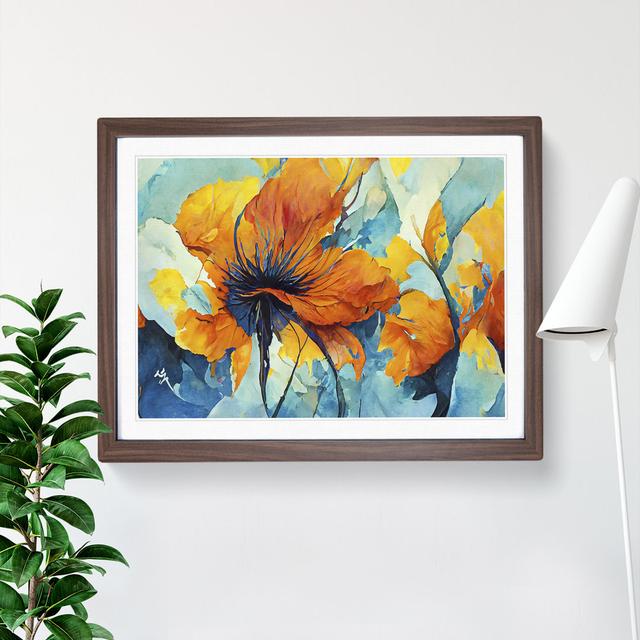 Flowers Abstract Vol.2 - Picture Frame Painting Marlow Home Co. Frame Colour: Walnut, Size: 34cm H x 46cm W x 2cm D on Productcaster.