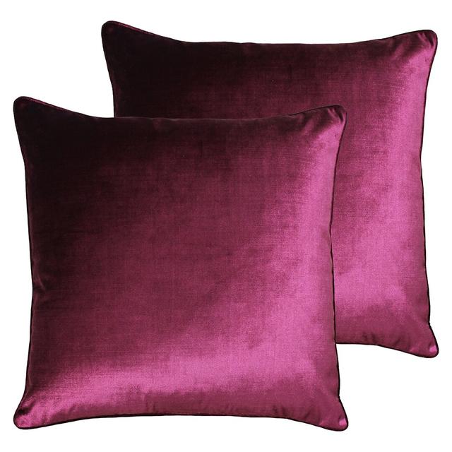 Square Throw Cushion With Filling (Set of 2) Paoletti Colour: Cranberry, Fill Material: Polyester on Productcaster.