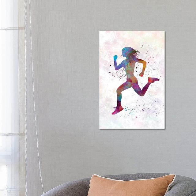 Woman Runner Running Jogger Jogging Silhouette 01 by Paul Rommer - Wrapped Canvas Painting Latitude Run Size: 66.04cm H x 45.72cm W x 1.91cm D on Productcaster.