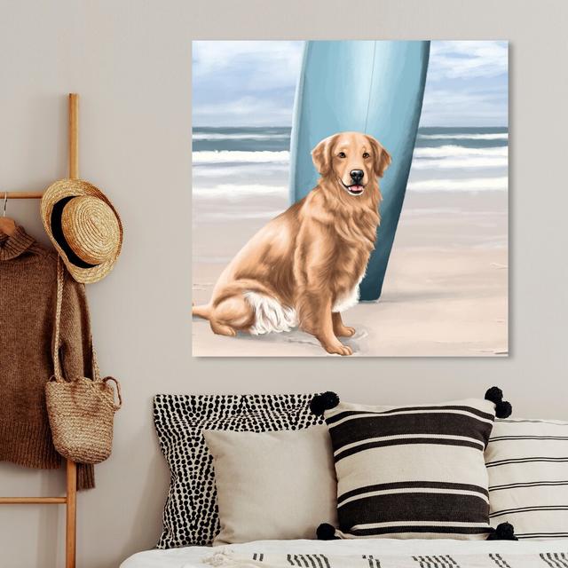 'Ready for the Waves Retriever' Painting on Wrapped Canvas East Urban Home Size: 76.2 cm H x 76.2 cm W x 3.8 cm D on Productcaster.