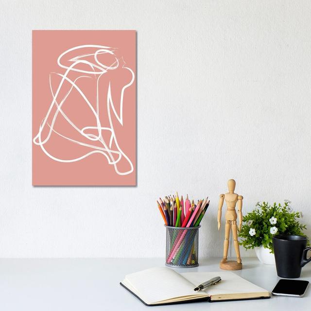 Deconstructed Lines Figure Pink by Mambo Art Studio - Wrapped Canvas Gallery-Wrapped Canvas Giclée Metro Lane Size: 30.48cm H x 20.32cm W x 1.9cm D on Productcaster.