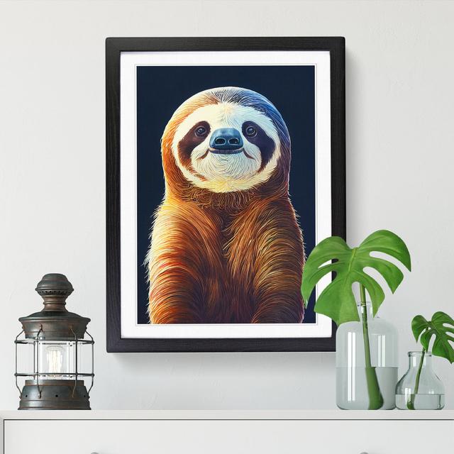 Watercolour Sloth - Single Picture Frame Print World Menagerie Size: 64cm H x 46cm W x 2cm D, Frame Option: Oak on Productcaster.