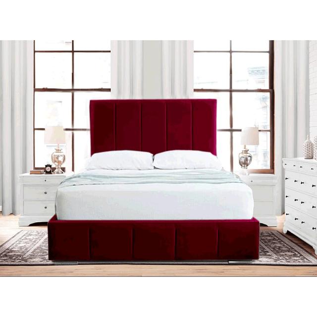 Edelmann Upholstered Bed Frame 17 Stories Colour: Red, Size: Single (3') on Productcaster.