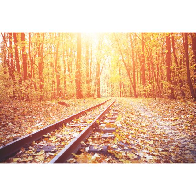 Autumn Railroad - Wrapped Canvas Art Prints Alpen Home Size: 20cm H x 30cm W x 3.8cm D on Productcaster.