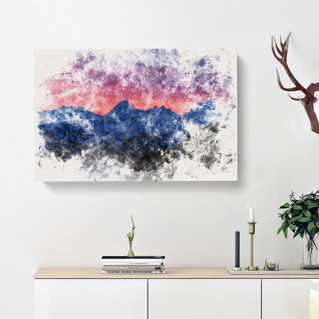 Mountain Ridge Sunset Watercolour - Wrapped Canvas Graphic Art Print East Urban Home Size: 40cm H x 60cm W x 3cm D on Productcaster.