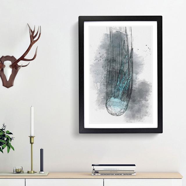 Neon Blue Jellyfish Abstract Art - Picture Frame Graphic Art Print East Urban Home Frame Option: Black Framed, Size: 87cm H x 62cm W x 2cm D on Productcaster.