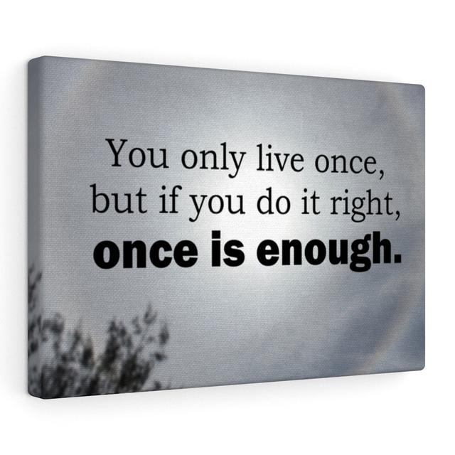 You Only Live Once - Wrapped Canvas Typography Blue Elephant Size: 20cm H x 25cm W on Productcaster.