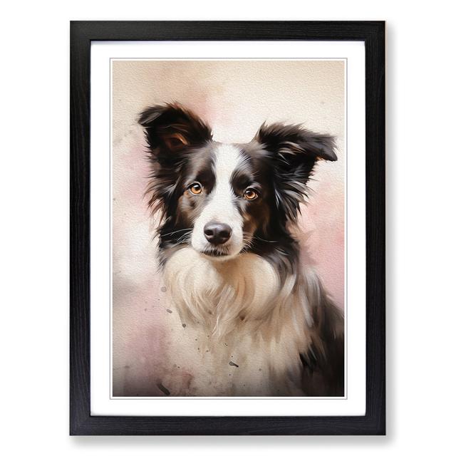 Border Collie Tachisme No.3 - Single Picture Frame Art Prints on Wood Marlow Home Co. Format: Black, Size: 46cm H x 34cm W x 2cm D on Productcaster.